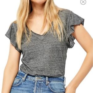 Free People Gray Effortless Flutter sleeve top